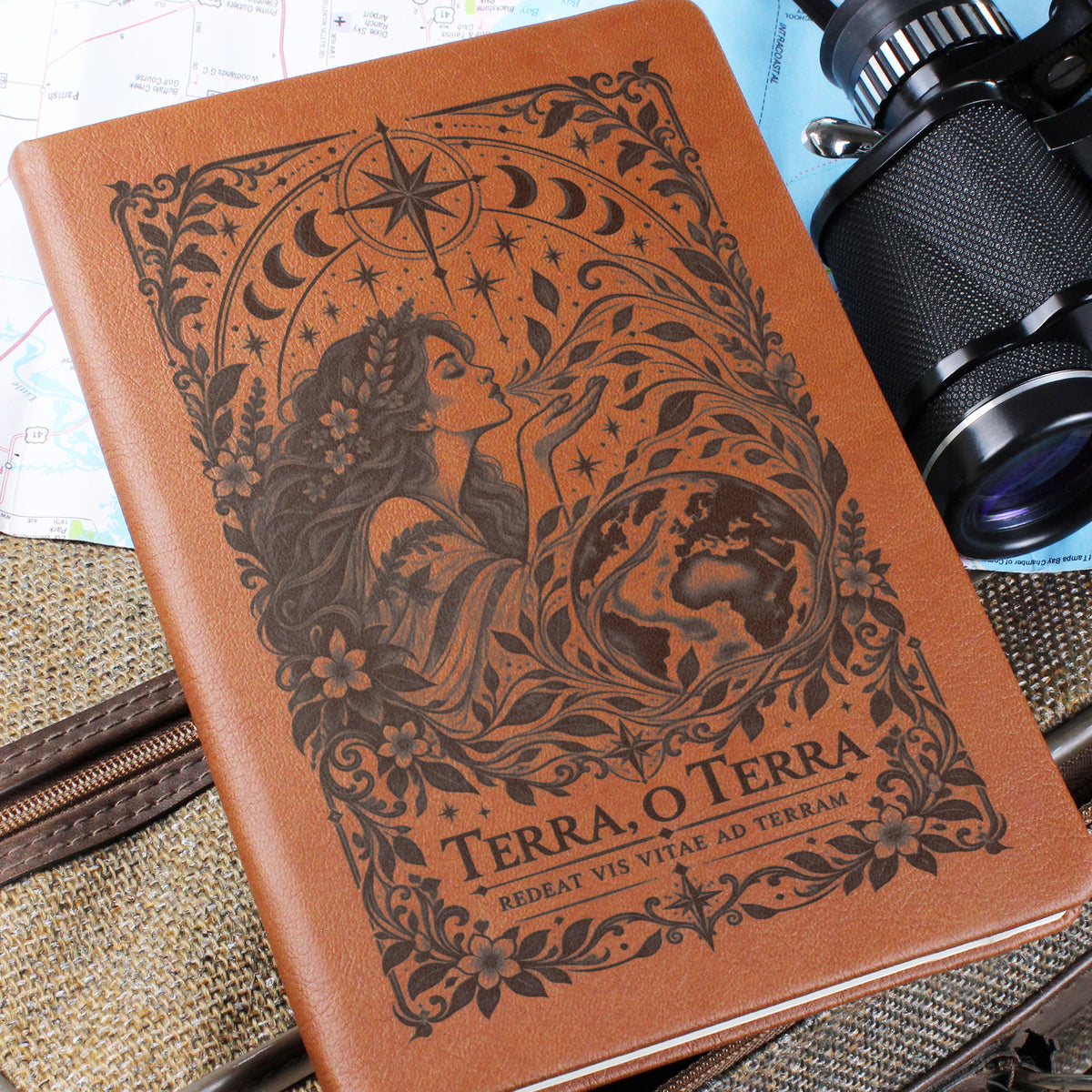 Terra, O Terra – The Breath of Life Engraved Journal | Elegant Vegan Leather Notebook | Inspirational Gift