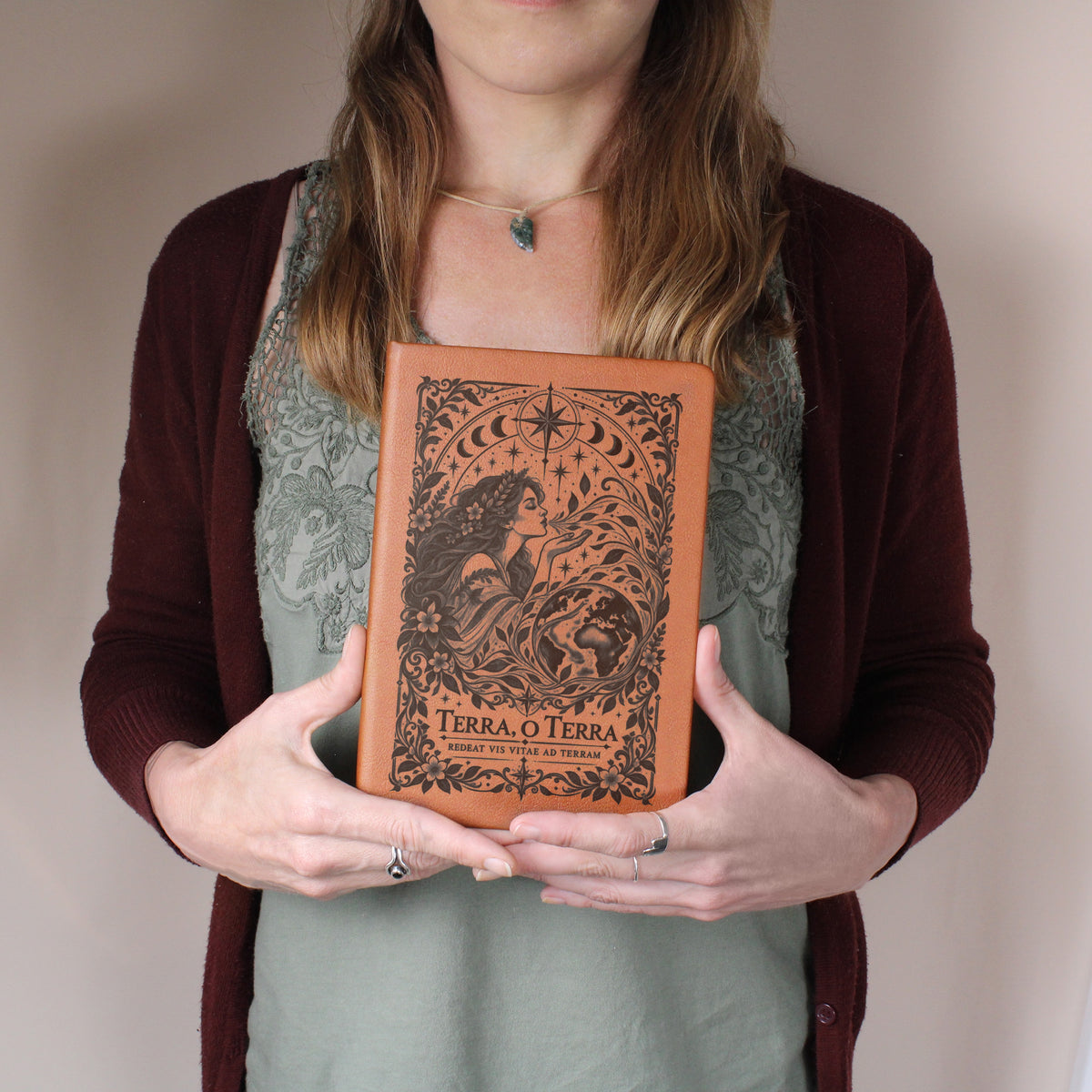Terra, O Terra – The Breath of Life Engraved Journal | Elegant Vegan Leather Notebook | Inspirational Gift