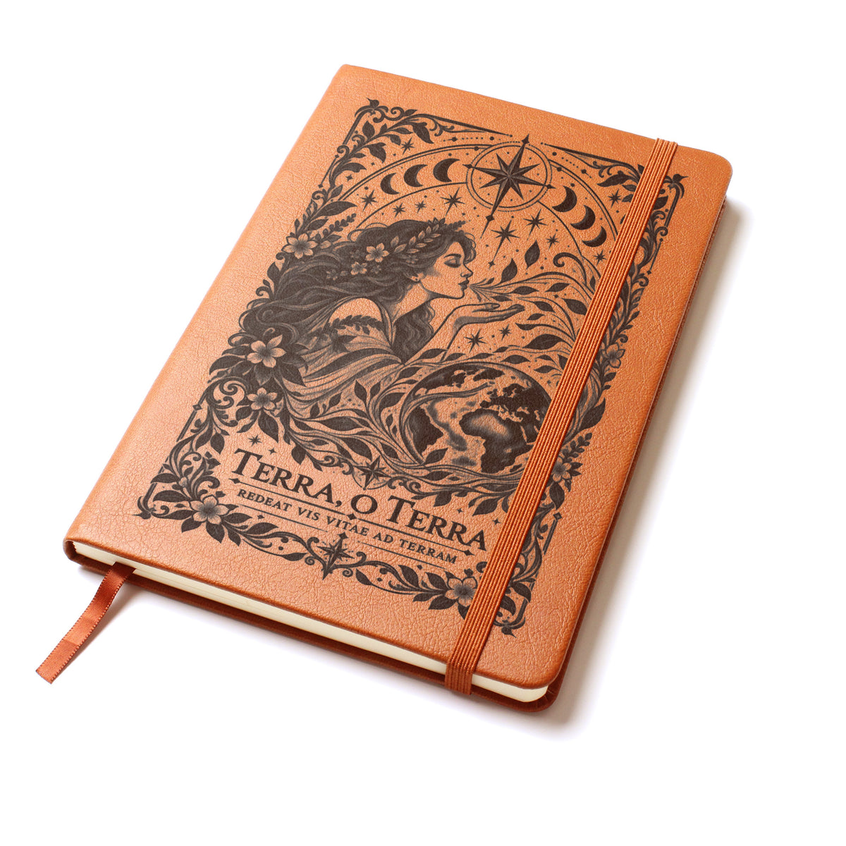 Terra, O Terra – The Breath of Life Engraved Journal | Elegant Vegan Leather Notebook | Inspirational Gift
