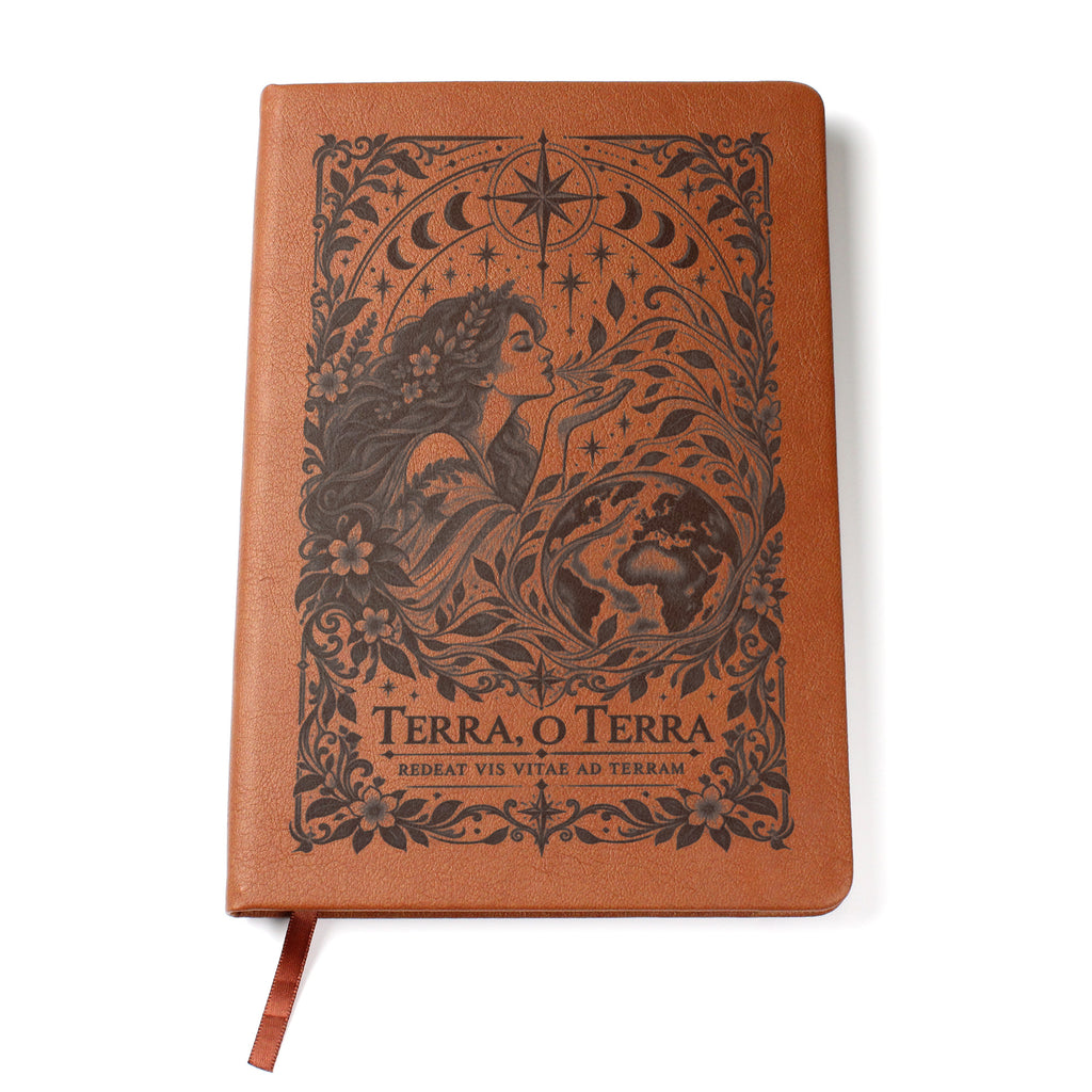 Terra, O Terra – The Breath of Life Engraved Journal | Elegant Vegan Leather Notebook | Inspirational Gift