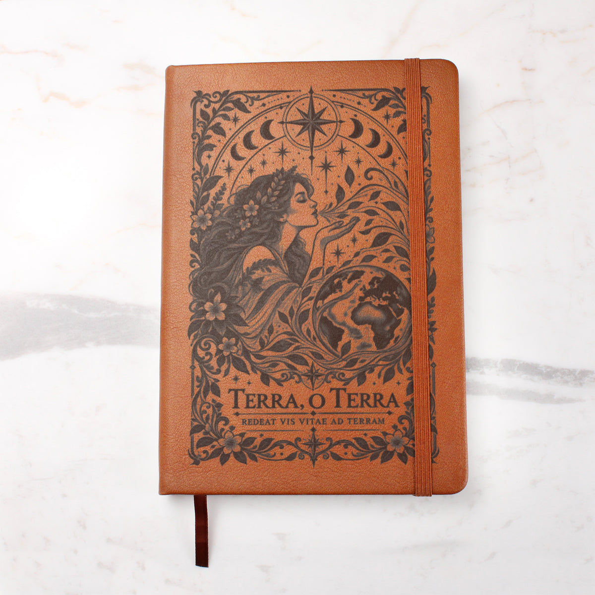 Terra, O Terra – The Breath of Life Engraved Journal | Elegant Vegan Leather Notebook | Inspirational Gift
