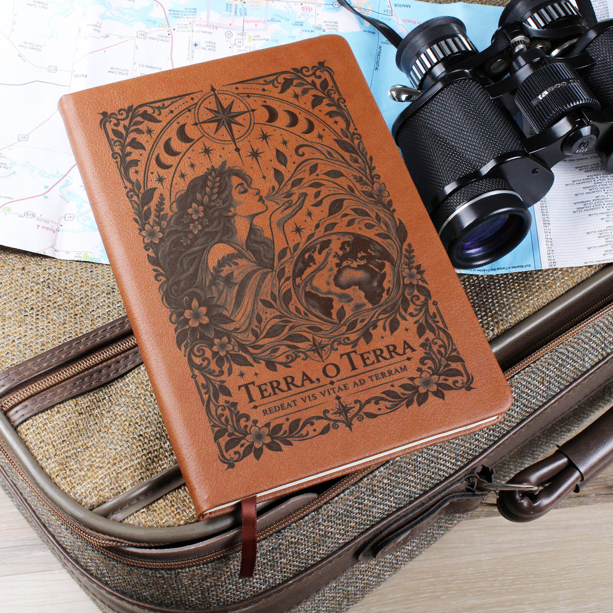 Terra, O Terra – The Breath of Life Engraved Journal | Elegant Vegan Leather Notebook | Inspirational Gift