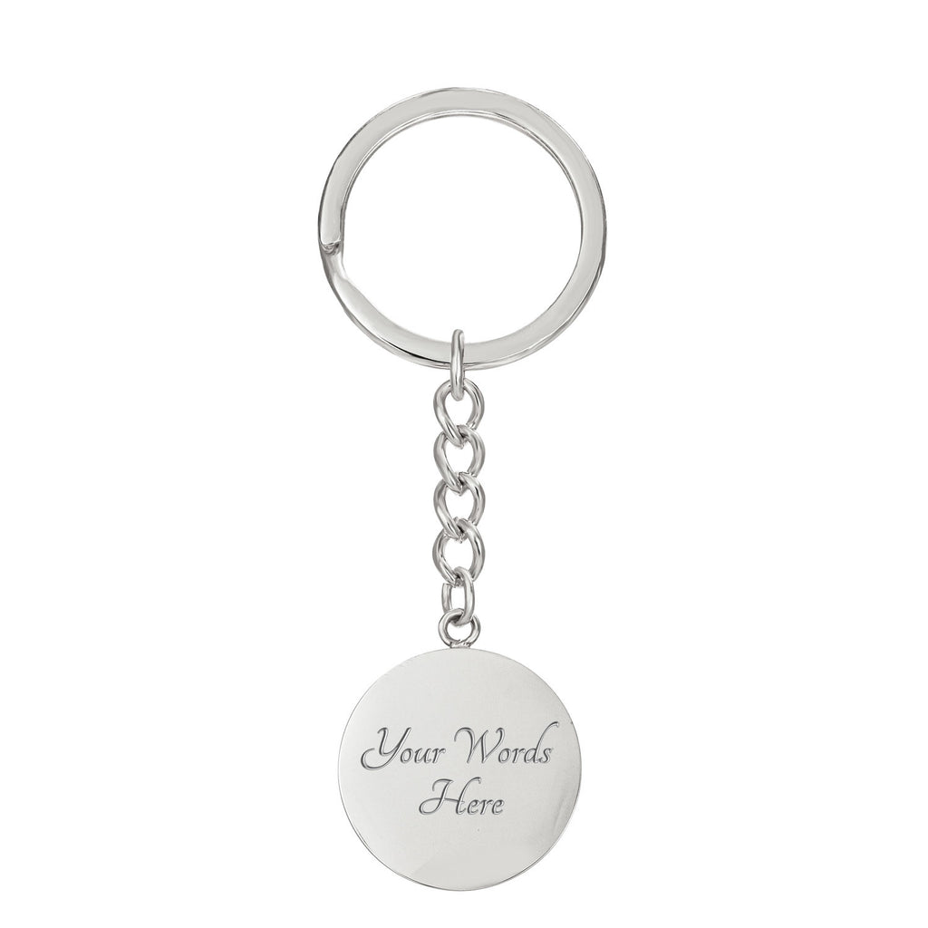Ancient Echoes Meditation Logo Keychain – Gold or Steel Circle Pendant
